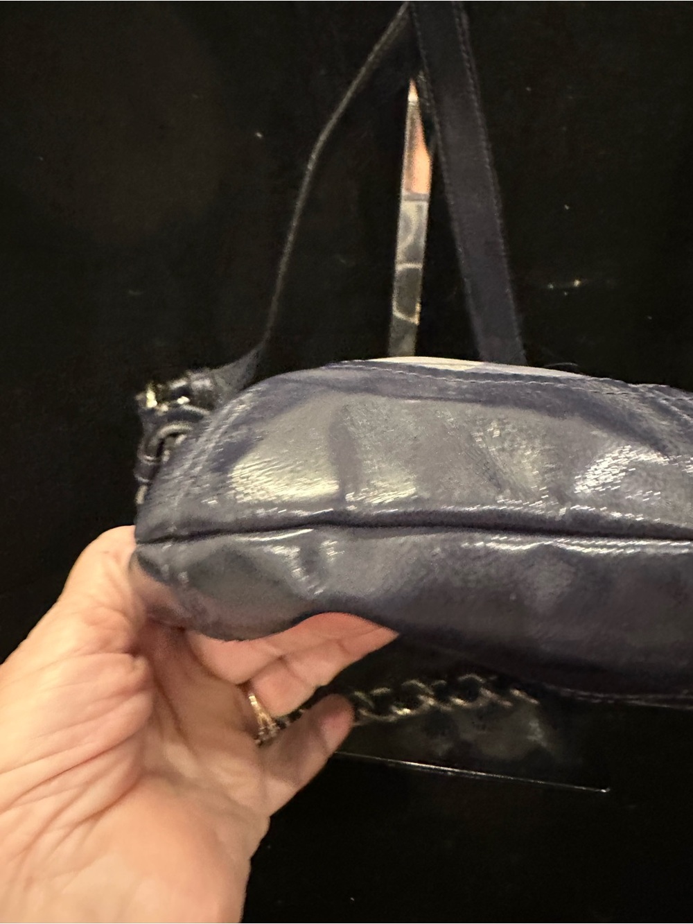 Coach Moto Optic Black and Silver Signature Crossbody with Chain Detail - Picture 5 of 11